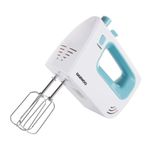 Electronice si Electrocasnice - Electrocasnice bucatarie - Mixere, tocatoare & roboti de bucatarie - Mixere - Mixer de mana Daewoo DHM122LB, 300 W, 0.8 kg, 5 viteze, 2 accesorii, 1 accesorii, functie turbo, Alb, Turcoaz - Infinity.ro