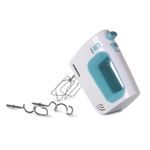 Electronice si Electrocasnice - Electrocasnice bucatarie - Mixere, tocatoare & roboti de bucatarie - Mixere - Mixer de mana Daewoo DHM122LB, 300 W, 0.8 kg, 5 viteze, 2 accesorii, 1 accesorii, functie turbo, Alb, Turcoaz - Infinity.ro