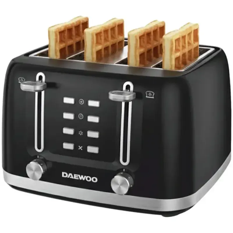 Electronice si Electrocasnice - Electrocasnice bucatarie - Preparare paine - Prajitoare de paine - Prajitor de paine Daewoo DBT4160B, 1600 W, 6 trepte, 4 felii, functie decongelare, mecanic, buton anulare, Negru - Infinity.ro