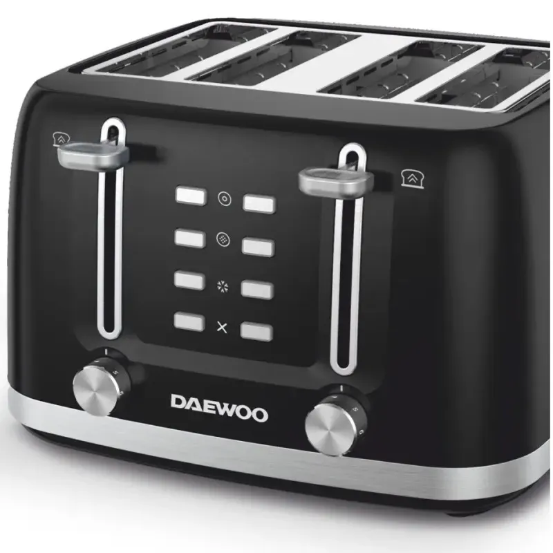 Electronice si Electrocasnice - Electrocasnice bucatarie - Preparare paine - Prajitoare de paine - Prajitor de paine Daewoo DBT4160B, 1600 W, 6 trepte, 4 felii, functie decongelare, mecanic, buton anulare, Negru - Infinity.ro