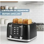 Electronice si Electrocasnice - Electrocasnice bucatarie - Preparare paine - Prajitoare de paine - Prajitor de paine Daewoo DBT4160B, 1600 W, 6 trepte, 4 felii, functie decongelare, mecanic, buton anulare, Negru - Infinity.ro