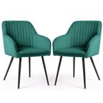 Casa si Gradina - Mobilier - Scaune si fotolii - Scaune - Set 2 scaune dining tapitate din velur Florence, 55x58x82 cm, maxim 120 kg, verde - Infinity.ro
