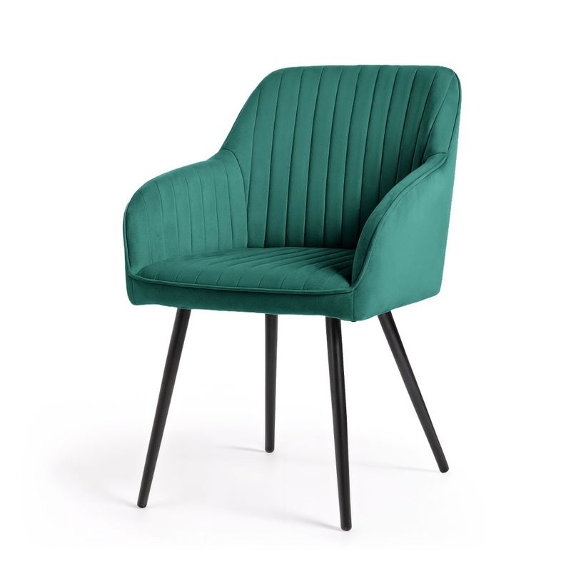 Casa si Gradina - Mobilier - Scaune si fotolii - Scaune - Set 2 scaune dining tapitate din velur Florence, 55x58x82 cm, maxim 120 kg, verde - Infinity.ro