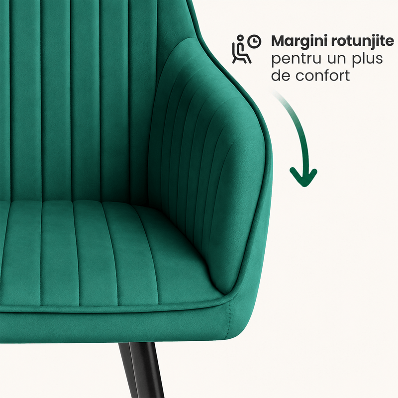 Casa si Gradina - Mobilier - Scaune si fotolii - Scaune - Set 2 scaune dining tapitate din velur Florence, 55x58x82 cm, maxim 120 kg, verde - Infinity.ro