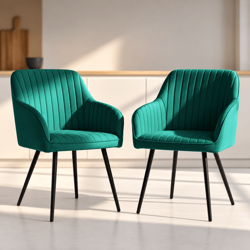 Casa si Gradina - Mobilier - Scaune si fotolii - Scaune - Set 2 scaune dining tapitate din velur Florence, 55x58x82 cm, maxim 120 kg, verde - Infinity.ro