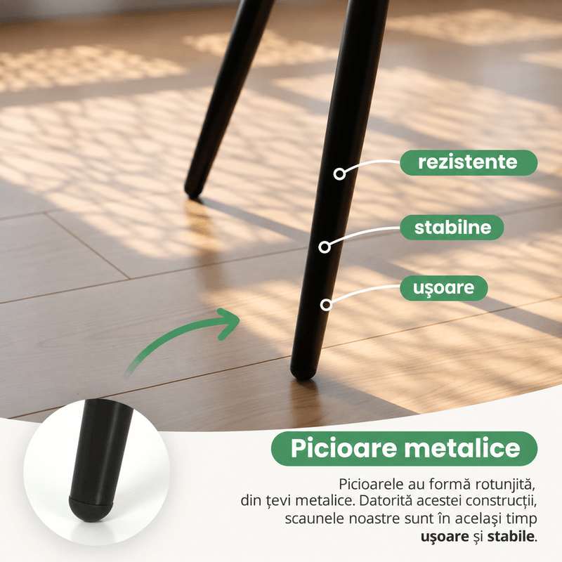 Casa si Gradina - Mobilier - Scaune si fotolii - Scaune - Set 2 scaune dining tapitate din velur Florence, 55x58x82 cm, maxim 120 kg, verde - Infinity.ro