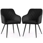 Casa si Gradina - Mobilier - Scaune si fotolii - Scaune - Set 2 scaune dining tapitate Velto, catifea, matlasate cu romburi, 52x58x82 cm, maxim 120 kg, negru - Infinity.ro