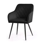 Casa si Gradina - Mobilier - Scaune si fotolii - Scaune - Set 2 scaune dining tapitate Velto, catifea, matlasate cu romburi, 52x58x82 cm, maxim 120 kg, negru - Infinity.ro