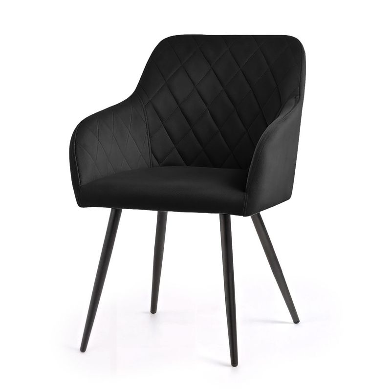 Casa si Gradina - Mobilier - Scaune si fotolii - Scaune - Set 2 scaune dining tapitate Velto, catifea, matlasate cu romburi, 52x58x82 cm, maxim 120 kg, negru - Infinity.ro