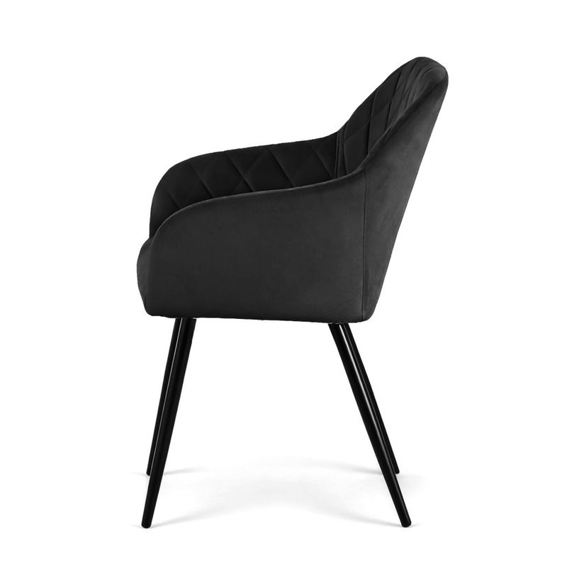 Casa si Gradina - Mobilier - Scaune si fotolii - Scaune - Set 2 scaune dining tapitate Velto, catifea, matlasate cu romburi, 52x58x82 cm, maxim 120 kg, negru - Infinity.ro