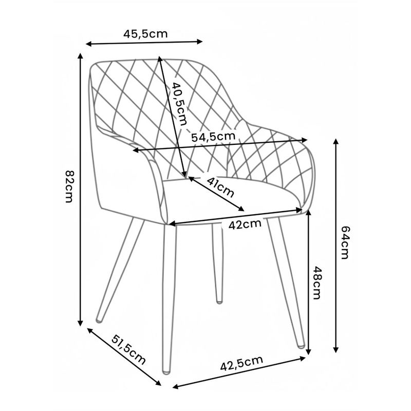 Casa si Gradina - Mobilier - Scaune si fotolii - Scaune - Set 2 scaune dining tapitate Velto, catifea, matlasate cu romburi, 52x58x82 cm, maxim 120 kg, negru - Infinity.ro