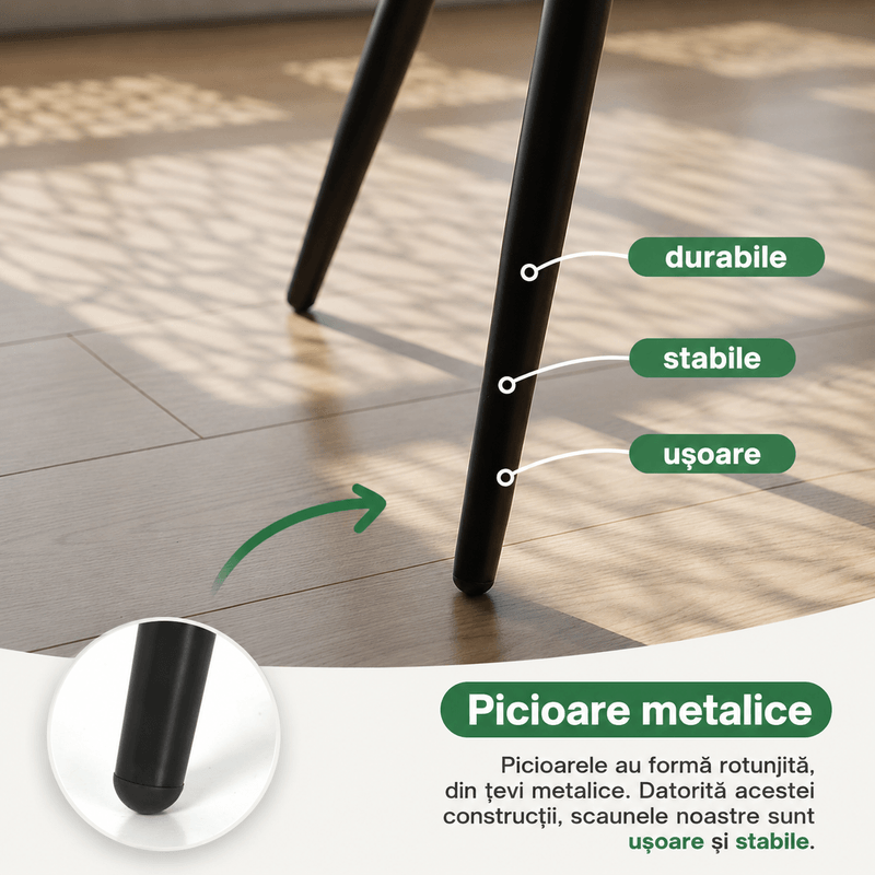 Casa si Gradina - Mobilier - Scaune si fotolii - Scaune - Set 2 scaune dining tapitate Velto, catifea, matlasate cu romburi, 52x58x82 cm, maxim 120 kg, negru - Infinity.ro