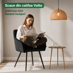 Casa si Gradina - Mobilier - Scaune si fotolii - Scaune - Set 2 scaune dining tapitate Velto, catifea, matlasate cu romburi, 52x58x82 cm, maxim 120 kg, negru - Infinity.ro