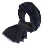 Fashion, accesorii si bijuterii - Barbati - Accesorii barbati - Esarfe si fulare barbati - Esarfa barbati, din casmir / pashmina, 30 x 188 cm, model cu liniar, Bleumarin cu gri - ES2285 - Infinity.ro