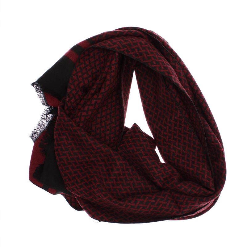 Fashion, accesorii si bijuterii - Barbati - Accesorii barbati - Esarfe si fulare barbati - Esarfa barbati, din casmir / pashmina, 30 x 188 cm, model stilizat, Rosu cu negru - ES2294 - Infinity.ro