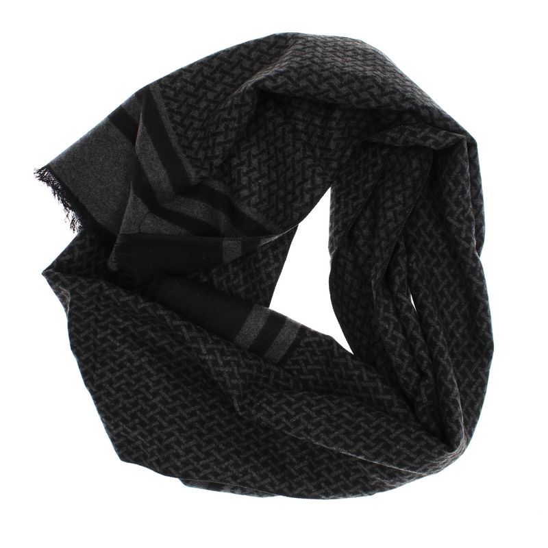 Fashion, accesorii si bijuterii - Barbati - Accesorii barbati - Esarfe si fulare barbati - Esarfa barbati, din casmir / pashmina, 30 x 188 cm, model stilizat, Negru cu gri - ES2295 - Infinity.ro