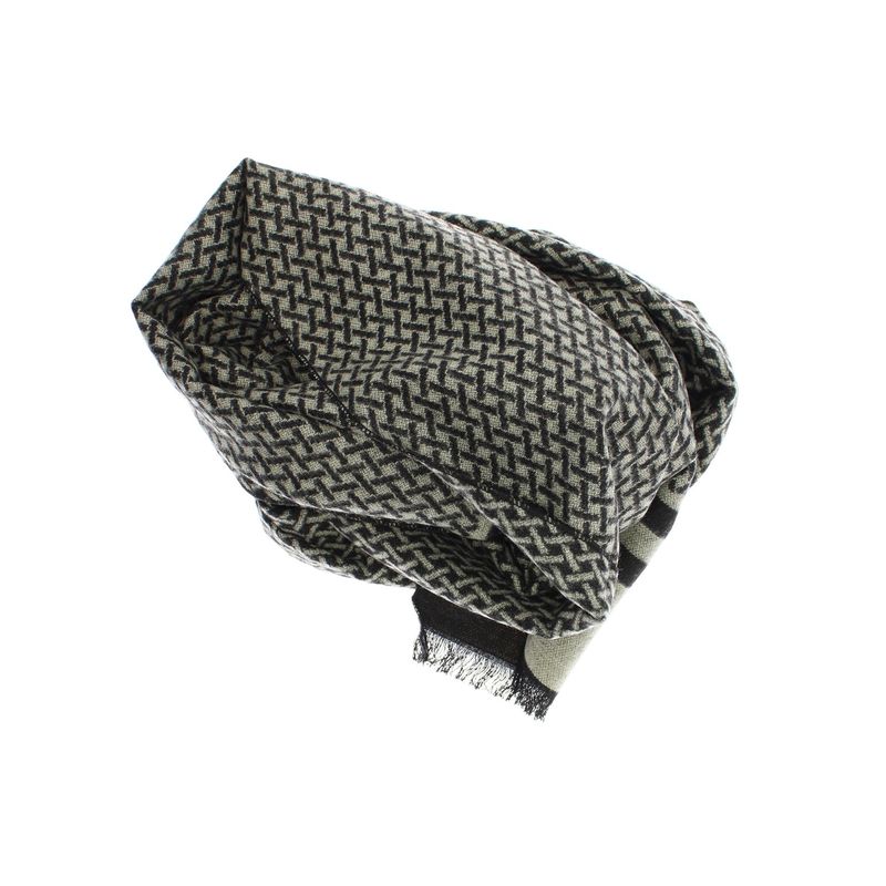 Fashion, accesorii si bijuterii - Barbati - Accesorii barbati - Esarfe si fulare barbati - Esarfa barbati, din casmir / pashmina, 30 x 188 cm, model stilizat, Negru cu bej - ES2302 - Infinity.ro
