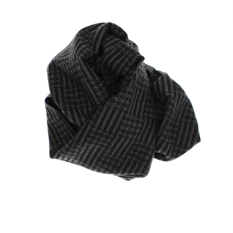 Fashion, accesorii si bijuterii - Barbati - Accesorii barbati - Esarfe si fulare barbati - Esarfa barbati, din casmir / pashmina, 30 x 188 cm, model liniar stilizat, Negru cu gri - ES2303 - Infinity.ro