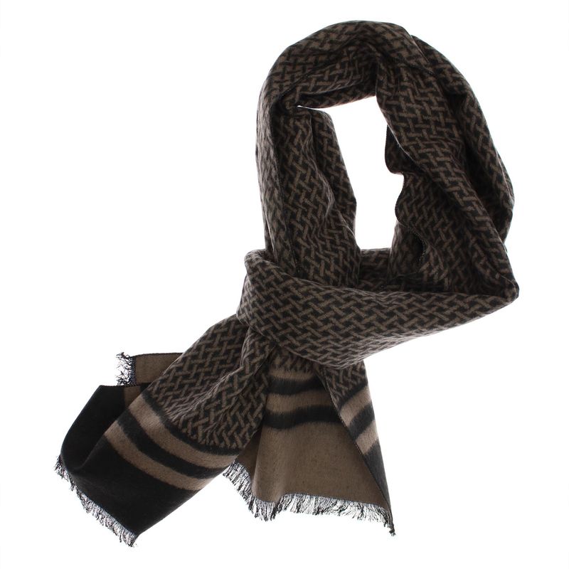 Fashion, accesorii si bijuterii - Barbati - Accesorii barbati - Esarfe si fulare barbati - Esarfa barbati, din casmir / pashmina, 30 x 188 cm, model stilizat, Maro cu negru - ES2299 - Infinity.ro