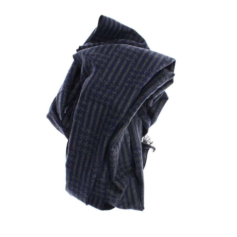 Fashion, accesorii si bijuterii - Barbati - Accesorii barbati - Esarfe si fulare barbati - Esarfa barbati, din casmir / pashmina, 30 x 188 cm, model liniar stilizat, Bleumarin cu gri - ES2305 - Infinity.ro
