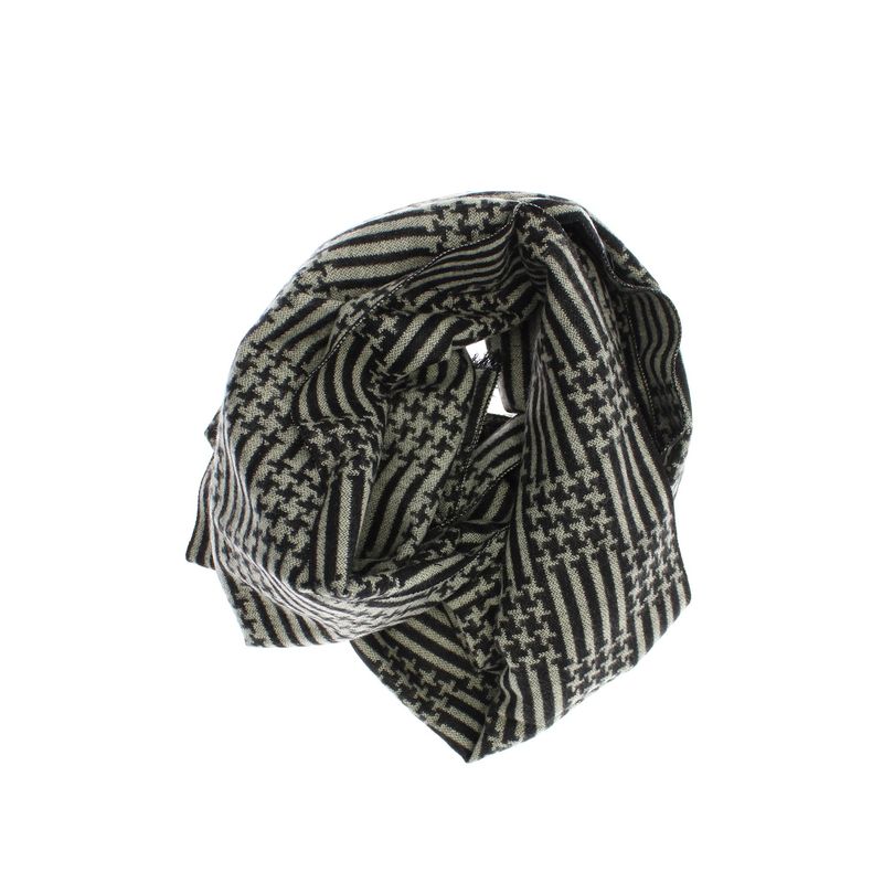 Fashion, accesorii si bijuterii - Barbati - Accesorii barbati - Esarfe si fulare barbati - Esarfa barbati, din casmir / pashmina, 30 x 188 cm, model liniar stilizat, Negru cu bej - ES2308 - Infinity.ro