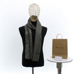 Fashion, accesorii si bijuterii - Barbati - Accesorii barbati - Esarfe si fulare barbati - Esarfa barbati, din casmir / pashmina, 30 x 188 cm, model liniar stilizat, Negru cu bej - ES2308 - Infinity.ro