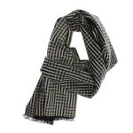 Fashion, accesorii si bijuterii - Barbati - Accesorii barbati - Esarfe si fulare barbati - Esarfa barbati, din casmir / pashmina, 30 x 188 cm, model liniar stilizat, Negru cu bej - ES2308 - Infinity.ro