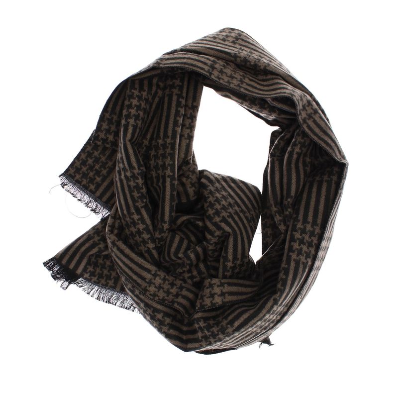 Fashion, accesorii si bijuterii - Barbati - Accesorii barbati - Esarfe si fulare barbati - Esarfa barbati, din casmir / pashmina, 30 x 188 cm, model liniar stilizat, Maro - ES2306 - Infinity.ro