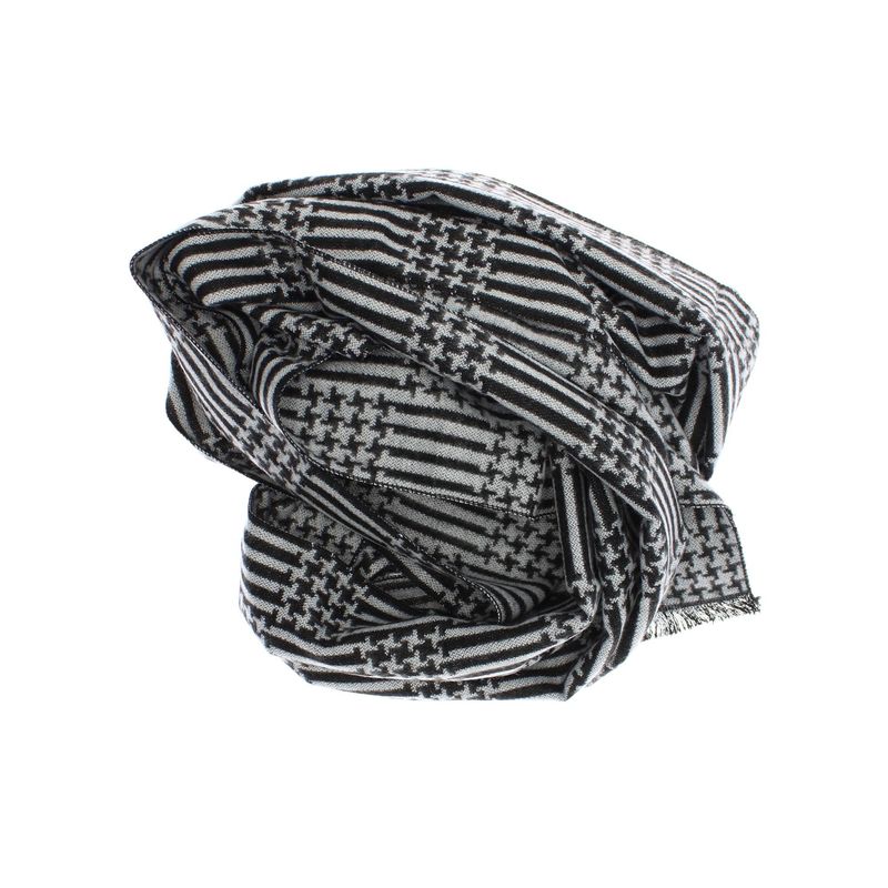 Fashion, accesorii si bijuterii - Barbati - Accesorii barbati - Esarfe si fulare barbati - Esarfa barbati, din casmir / pashmina, 30 x 188 cm, model liniar stilizat, Negru cu gri - ES2309 - Infinity.ro