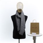 Fashion, accesorii si bijuterii - Barbati - Accesorii barbati - Esarfe si fulare barbati - Esarfa barbati, din casmir / pashmina, 30 x 188 cm, model liniar stilizat, Negru cu gri - ES2309 - Infinity.ro