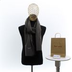Fashion, accesorii si bijuterii - Barbati - Accesorii barbati - Esarfe si fulare barbati - Esarfa barbati, din casmir / pashmina, 30 x 188 cm, model liniar stilizat, Gri cu bej - ES2307 - Infinity.ro