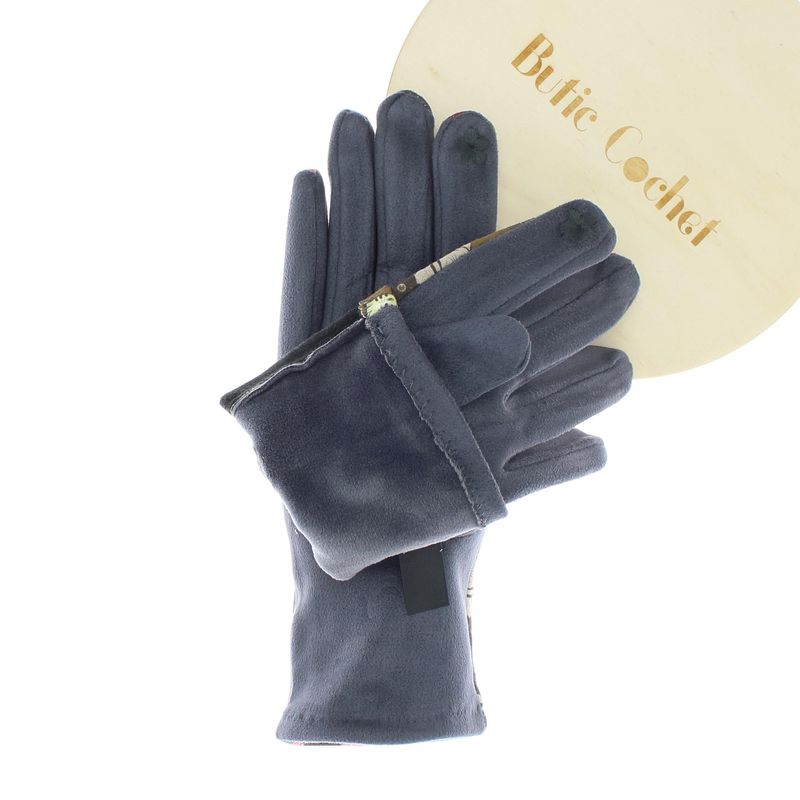 Fashion, accesorii si bijuterii - Femei - Accesorii femei - Manusi femei - Manusi dama, de iarna, din 70% viscoza 30% lana, ButicCochet, cu degete, imprimeu cu pisici, One size, Gri - MA185 - Infinity.ro
