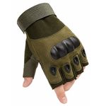 Sport si Outdoor - Echipament Sportiv - Accesorii echipament sportiv - Manusi sport - Manusi Tactice Fara Degete, Microfibra/Piele Eco, Verde, Marime M - Infinity.ro
