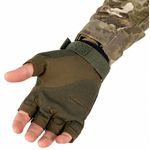 Sport si Outdoor - Echipament Sportiv - Accesorii echipament sportiv - Manusi sport - Manusi Tactice Fara Degete, Microfibra/Piele Eco, Verde, Marime M - Infinity.ro