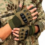 Sport si Outdoor - Echipament Sportiv - Accesorii echipament sportiv - Manusi sport - Manusi Tactice Fara Degete, Microfibra/Piele Eco, Verde, Marime M - Infinity.ro