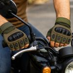 Sport si Outdoor - Echipament Sportiv - Accesorii echipament sportiv - Manusi sport - Manusi Tactice Fara Degete, Microfibra/Piele Eco, Verde, Marime M - Infinity.ro