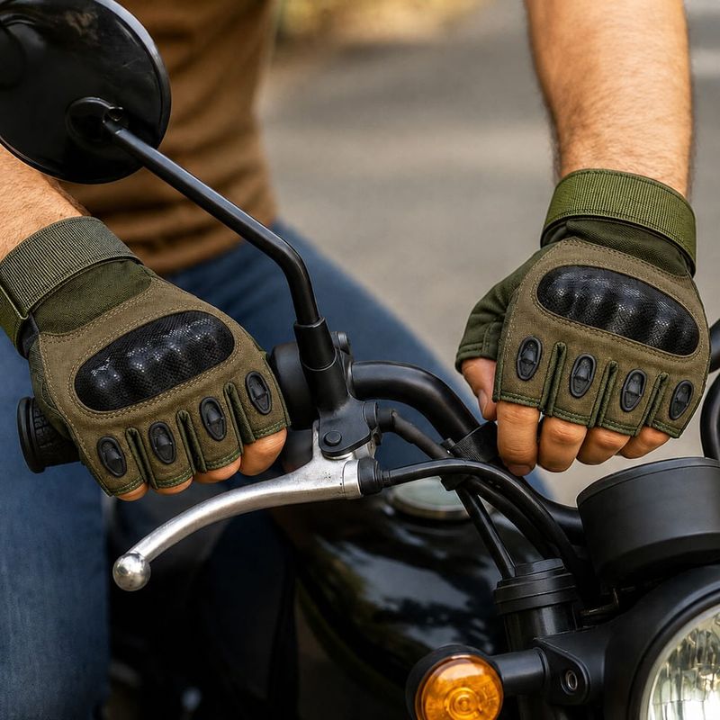 Sport si Outdoor - Echipament Sportiv - Accesorii echipament sportiv - Manusi sport - Manusi Tactice Fara Degete, Microfibra/Piele Eco, Verde, Marime M - Infinity.ro