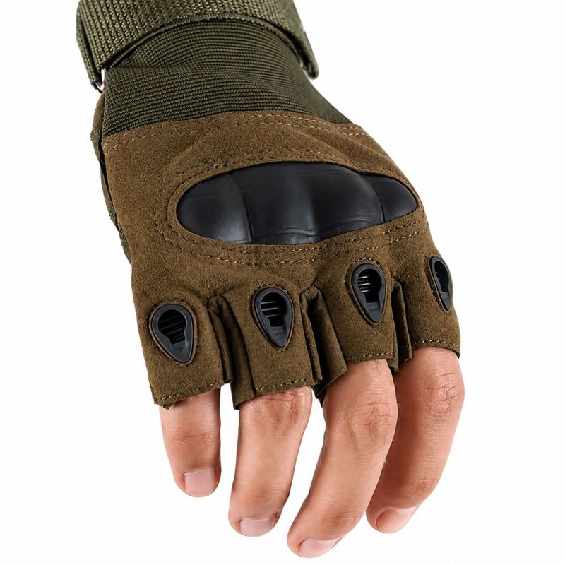 Sport si Outdoor - Echipament Sportiv - Accesorii echipament sportiv - Manusi sport - Manusi Tactice Fara Degete, Microfibra/Piele Eco, Verde, Marime M - Infinity.ro