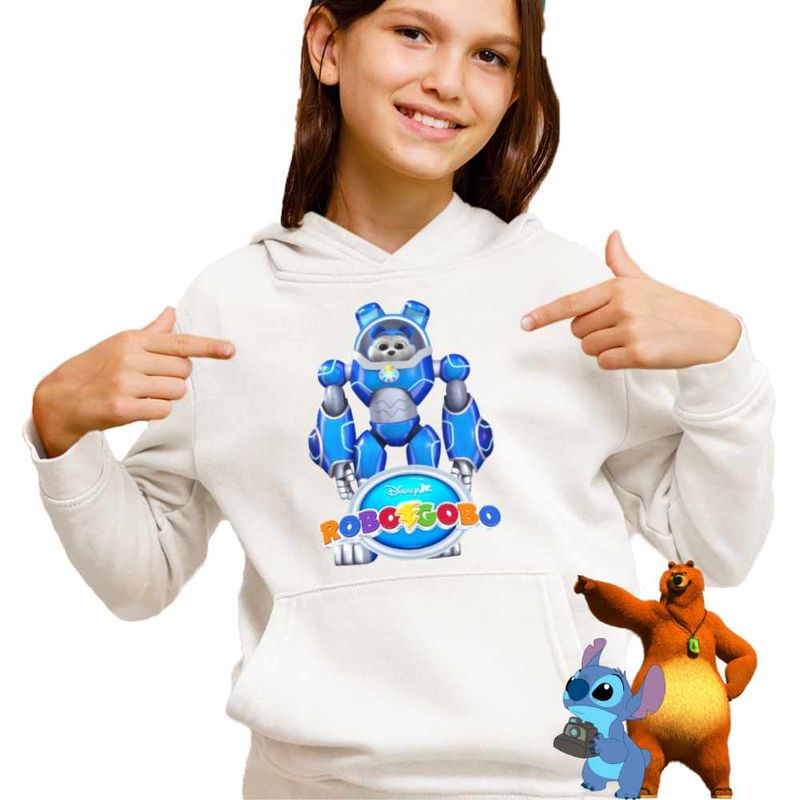 Fashion, accesorii si bijuterii - Copii - Imbracaminte copii - Pulovere si hanorace copii - Hanorac Copii Fete Robogobo Booster Robosuit, alb, marime M Copii - Infinity.ro