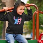 Fashion, accesorii si bijuterii - Copii - Imbracaminte copii - Pulovere si hanorace copii - Hanorac Copii Baieti Stitch Angel Hug Valentines Day Dragobete, negru, marime M Copii - Infinity.ro
