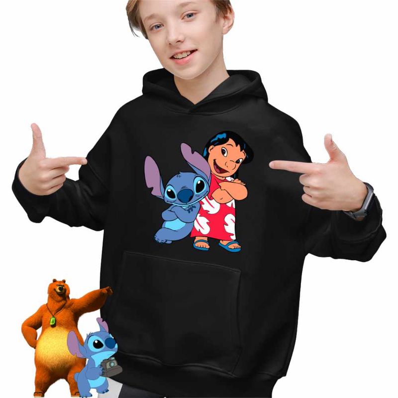 Fashion, accesorii si bijuterii - Copii - Imbracaminte copii - Pulovere si hanorace copii - Hanorac Copii Baieti Lilo and Stich Friends, negru, marime M Copii - Infinity.ro