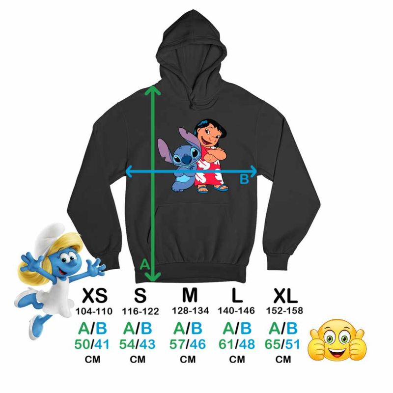 Fashion, accesorii si bijuterii - Copii - Imbracaminte copii - Pulovere si hanorace copii - Hanorac Copii Fete Lilo and Stich Friends, negru, marime XS Copii - Infinity.ro