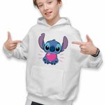 Fashion, accesorii si bijuterii - Copii - Imbracaminte copii - Pulovere si hanorace copii - Hanorac Copii Baieti Stich Heart Stitch, alb, marime M Copii - Infinity.ro