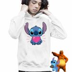 Fashion, accesorii si bijuterii - Copii - Imbracaminte copii - Pulovere si hanorace copii - Hanorac Copii Baieti Stich Heart Stitch, alb, marime M Copii - Infinity.ro