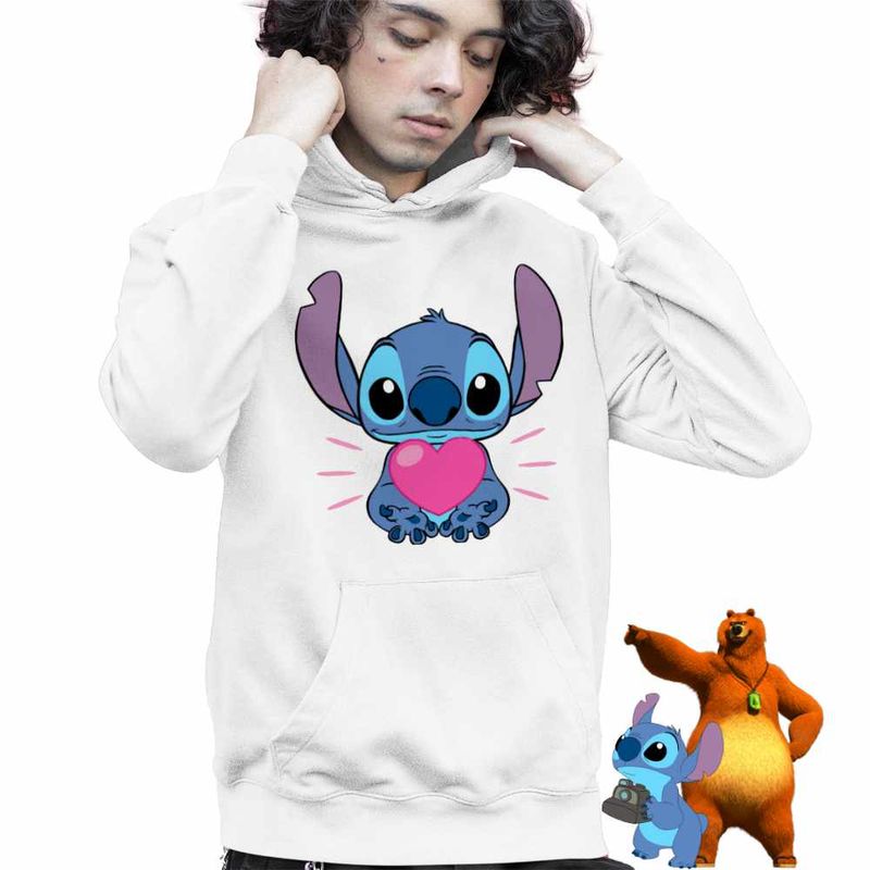 Fashion, accesorii si bijuterii - Copii - Imbracaminte copii - Pulovere si hanorace copii - Hanorac Copii Baieti Stich Heart Stitch, alb, marime M Copii - Infinity.ro