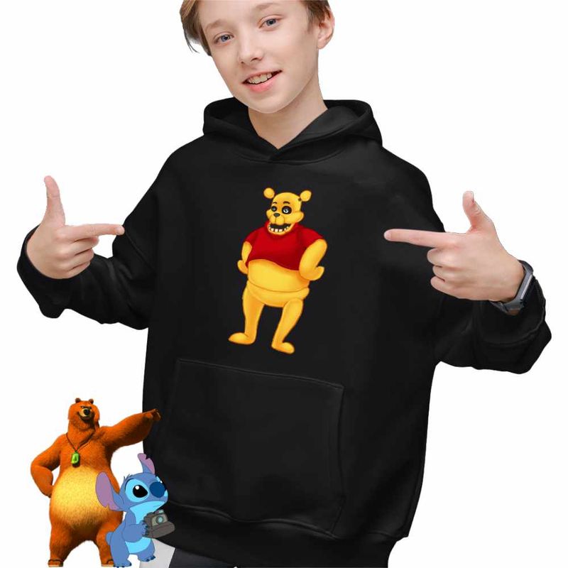 Fashion, accesorii si bijuterii - Copii - Imbracaminte copii - Pulovere si hanorace copii - Hanorac Copii Baieti Ursuletul Winnie the Pooh Horror FNAF, negru, marime XS Copii - Infinity.ro