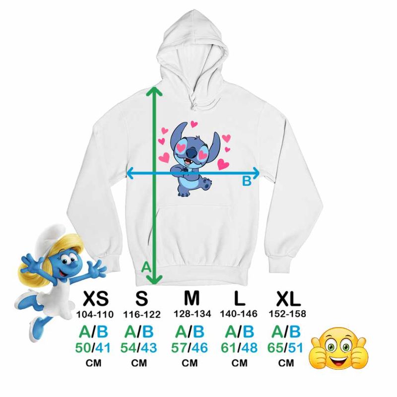 Fashion, accesorii si bijuterii - Copii - Imbracaminte copii - Pulovere si hanorace copii - Hanorac Copii Fete Stitch in Love Dragobete Valentines Day, alb, marime XL Copii - Infinity.ro