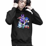 Fashion, accesorii si bijuterii - Copii - Imbracaminte copii - Pulovere si hanorace copii - Hanorac Copii Baieti Robogobo Bluey Sonic Super Pisicute, negru, marime M Copii - Infinity.ro
