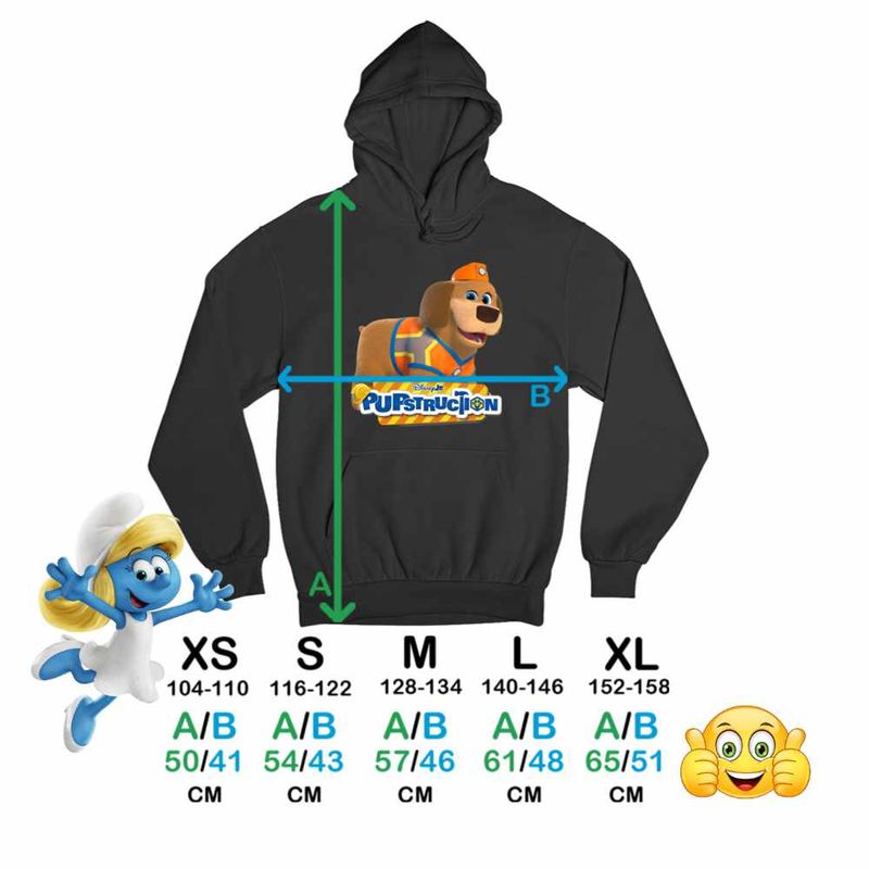 Fashion, accesorii si bijuterii - Copii - Imbracaminte copii - Pulovere si hanorace copii - Hanorac Copii Fete Pupstruction Tank Catelusi Constructori Desene, negru, marime XL Copii - Infinity.ro