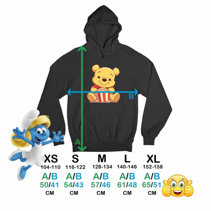 Fashion, accesorii si bijuterii - Copii - Imbracaminte copii - Pulovere si hanorace copii - Hanorac Copii Baieti Winnie the Pooh Popcorn, negru, marime L Copii - Infinity.ro